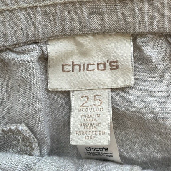 Chicos 100% Linen Wide Leg Pants. Size 2.5 or US 14. Tan. Lagenlook. - Picture 9 of 13